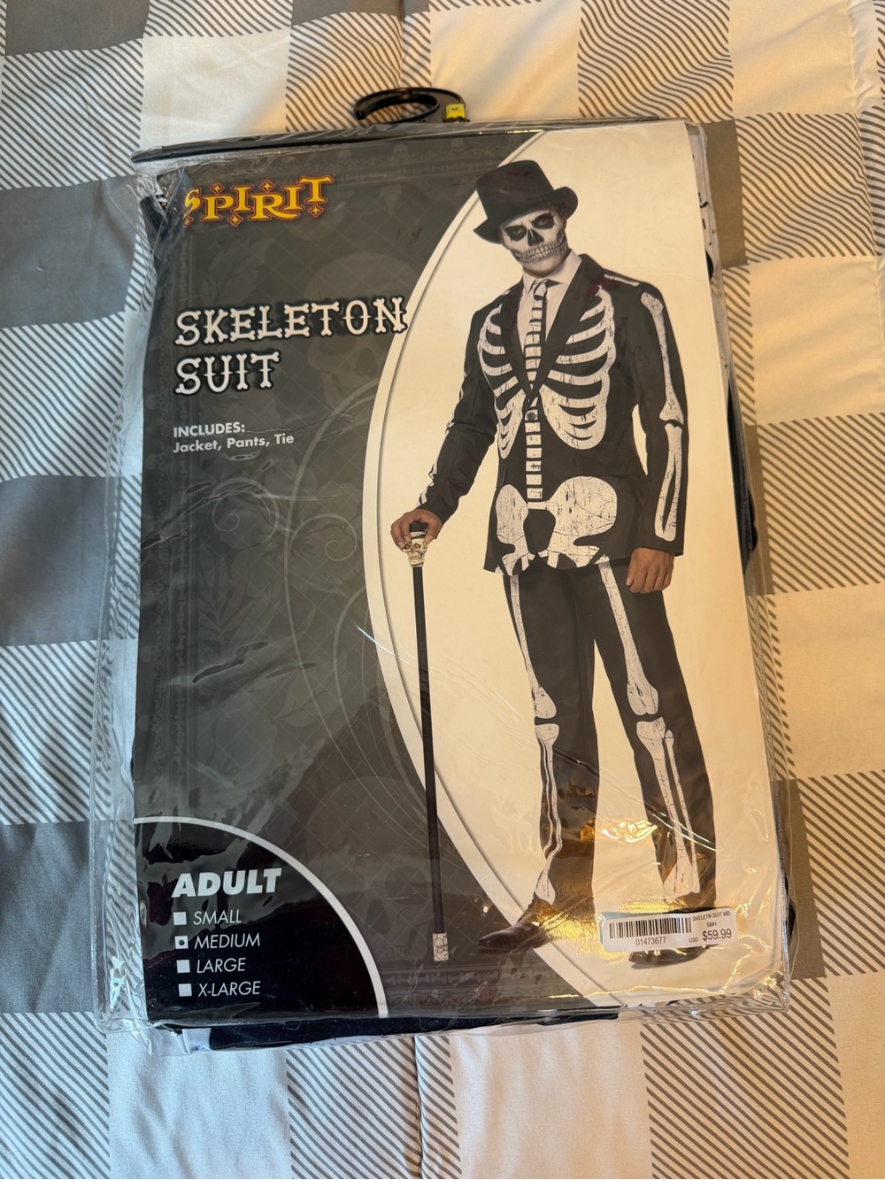 Spirit Black and White Skeleton Suit Costume New in package